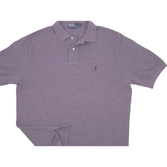 NEW Vintage Polo Ralph Lauren Polo Shirt! L Purple Heather With Navy Polo Player - Picture 1 of 1